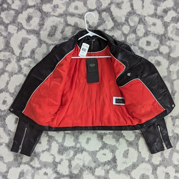 Rag & Bone Black Arrow Leather Jacket 1298.00 Retail Size 6 BRAND NEW WITH TAGS - Picture 8 of 11